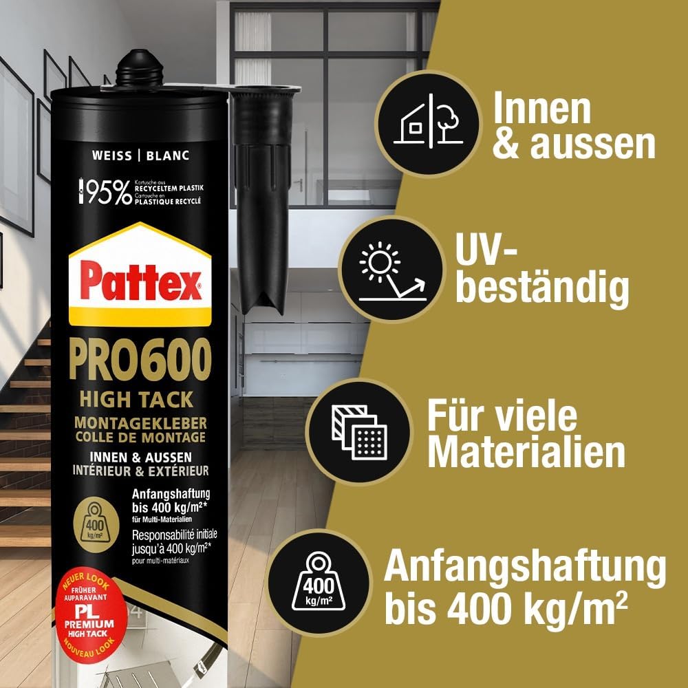 Pattex PRO 600 6er Set | Premium Kleber für extreme Anwendungen – höchste Klebekraft & professionelle Ergebnisse