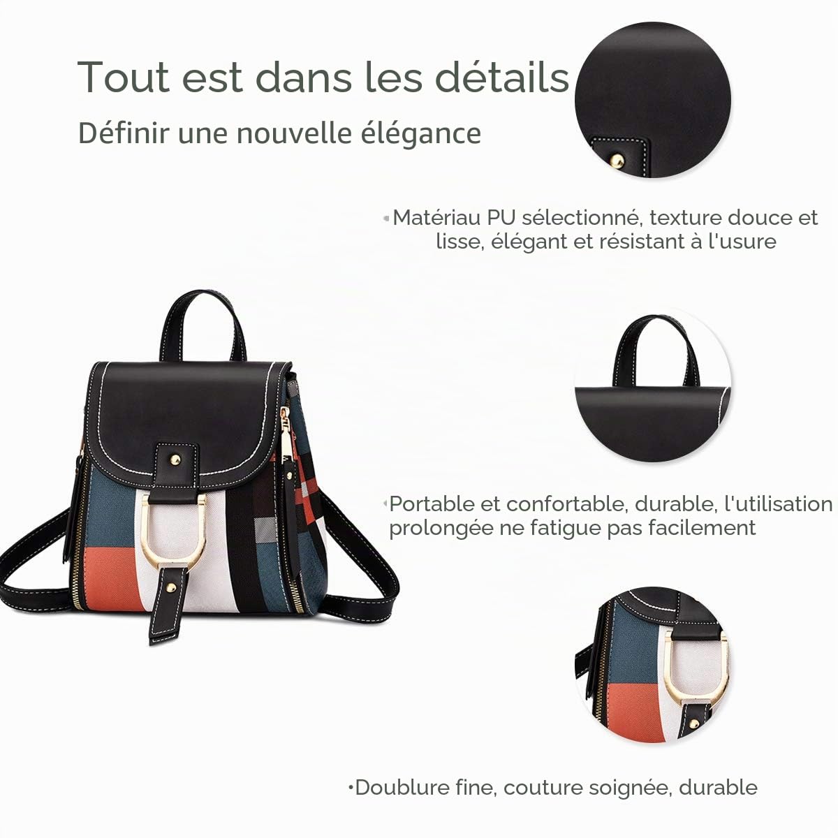 NICOLE&DORIS Sac à Dos Femmes Petit Sac à Dos Sac bandoulière Sacs à Main Sac à Dos pour Dames Cuir Sac à Dos Sac d'épaule