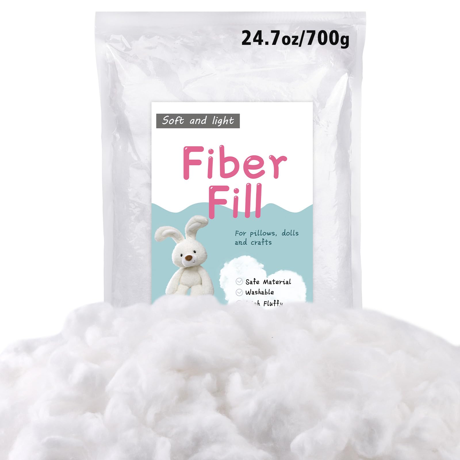 LOKUNN 700g/24.7oz Polyfill Stuffing Fiber Fill, White Fiberfill Stuffing
