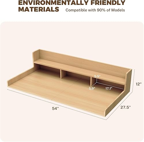 Miniatura 2 de FAHKNS Encimera de lavadora y secadora de 2 niveles  Decoración de lavandería de madera maciza con alfombrilla antideslizante, 54 pulgadas de ancho