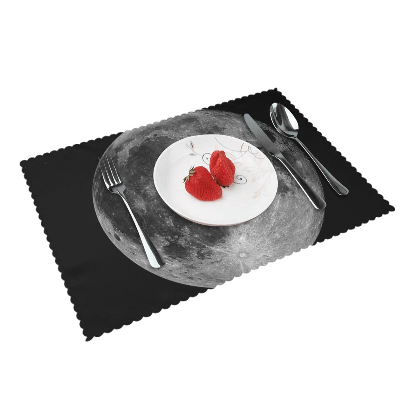 Bnvsadc Moon 4 Pcs Heat Resistant Placemat 45X30 Cm, Printed Non-Slip Place Mats For Kitchen Dining Table Indoor Outdoor