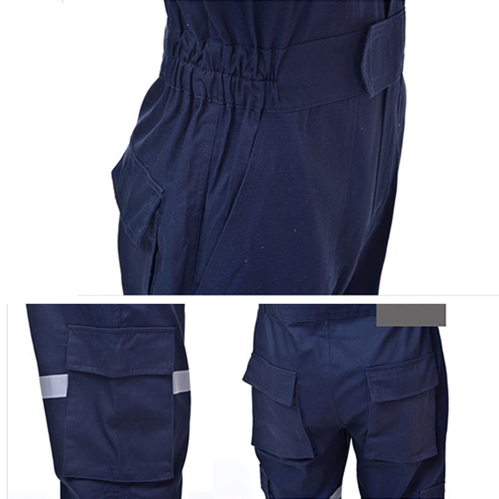 Manga Larga Overol Zip-Front Jumpsuit para Hombre Trabajo Coverall con Bolsillos Múltiples Y Raya Reflectante