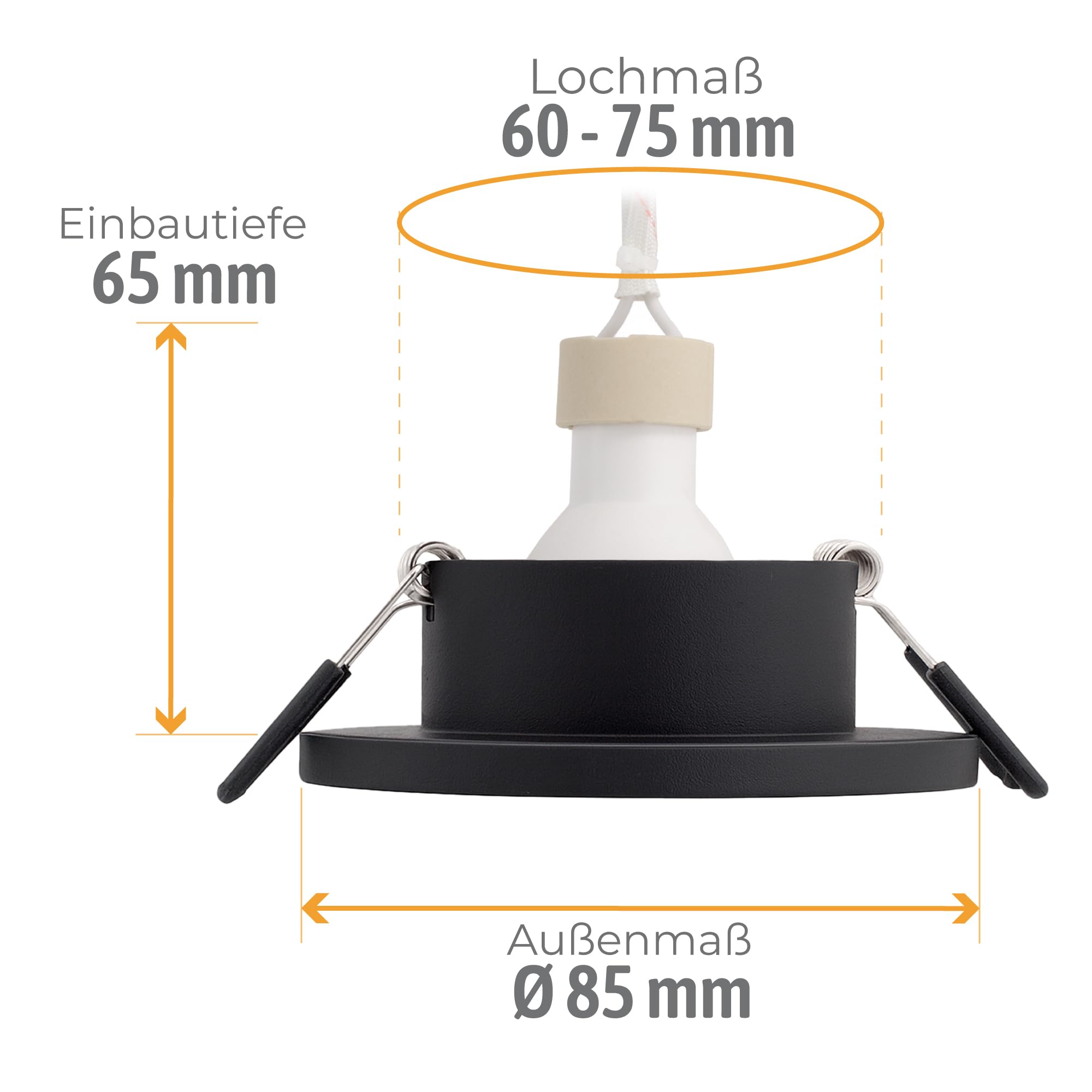 SSC-LUXon BEDA Einbaustrahler 6er Set schwarz IP65 Smart GU10 WLAN RGBW | Sechs flache Einbauspots schwarz IP65 - per App & Alexa steuerbar, RGB-Farblicht, für Bad, Küche & Außen, inkl. GU10 LED
