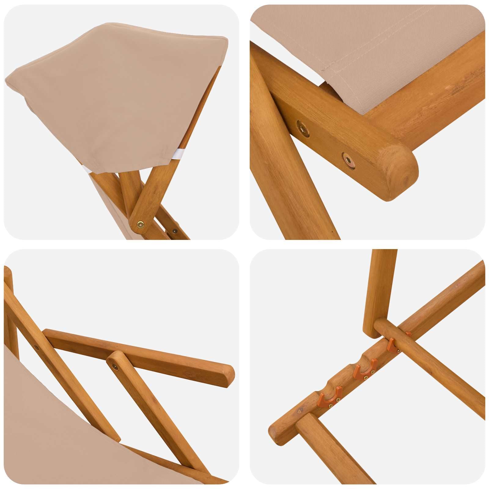 Fengshui Leżak 3 pozycje, lite drewno eukaliptusowe, kolor taupe