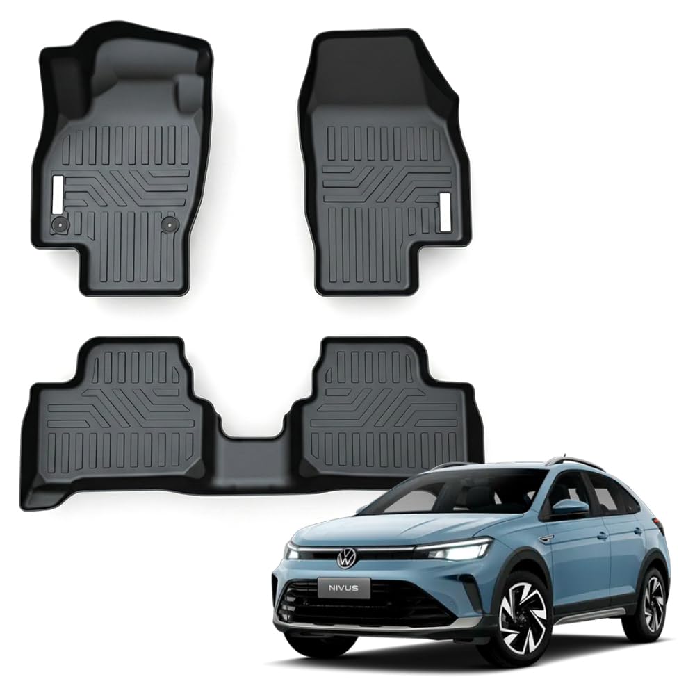 Tapete Automotivo Bandeja 3D em Borracha TPO para Volkswagen Nivus – Jogo com 3 Peças