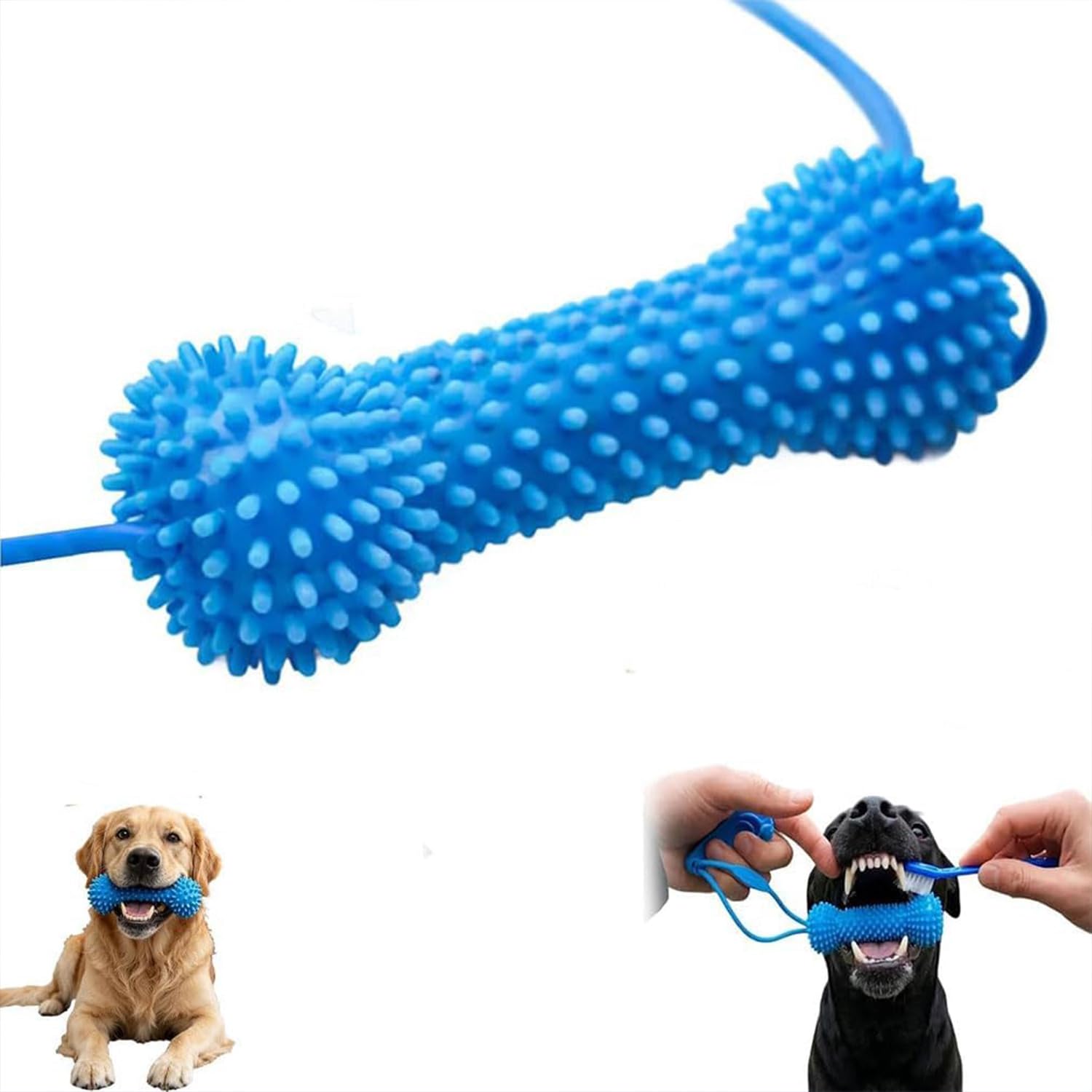 MQLAE Dual-Action Canine Dental Prop, Teeth Cleaning Tools with Mouth Opener, Durable Rubber Dog Chew, Dog Dental Chew Toy for Easier Teeth Brushing, for Small, Medium & Large Dogs