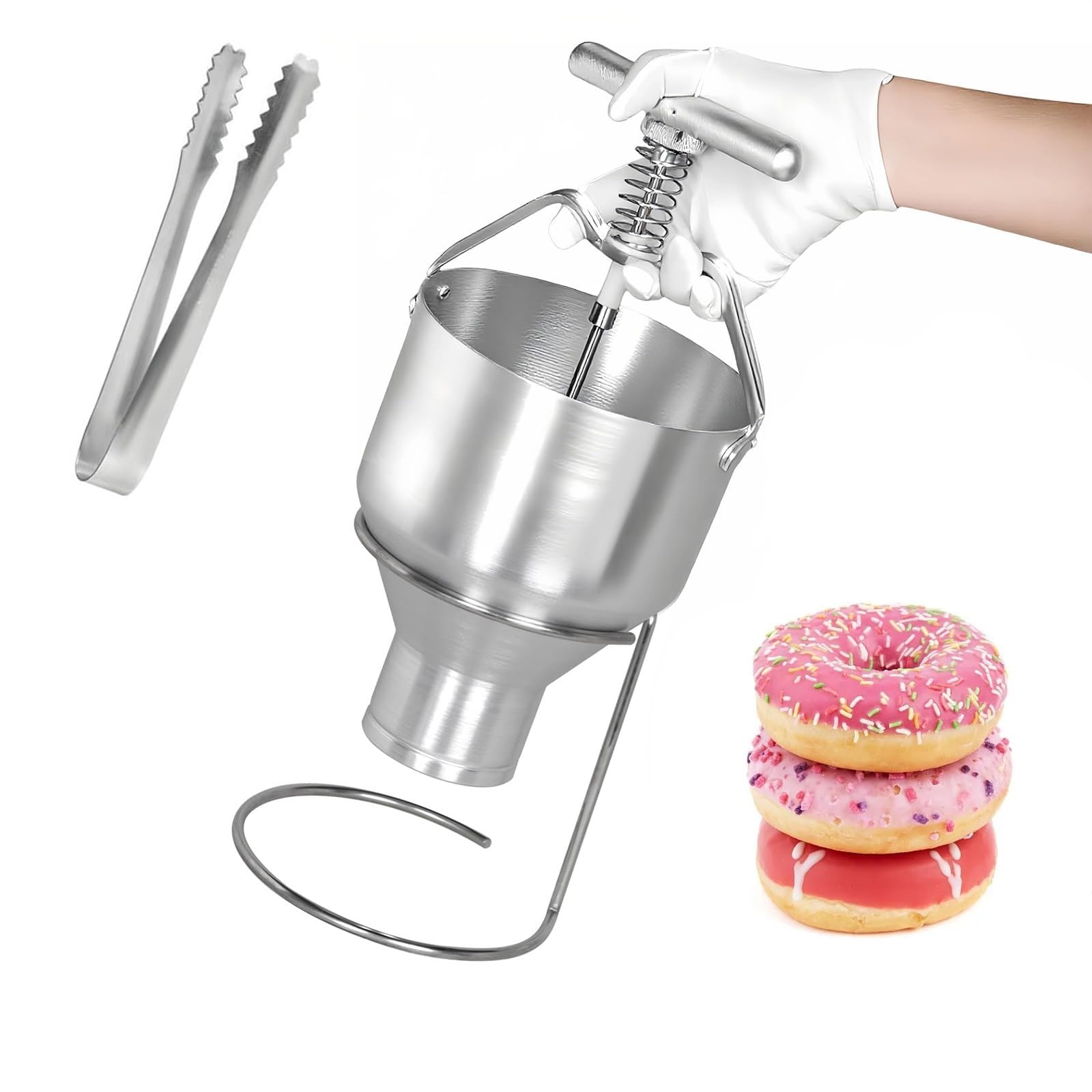 Manueler Donut-Depositor 3L, kommerzieller Donut-Trichterhersteller mit Stand, 6 stufige einstellbare Breite, einfach zu bedienen, für gleichmäßige Donut-Formung und Teigverteilung