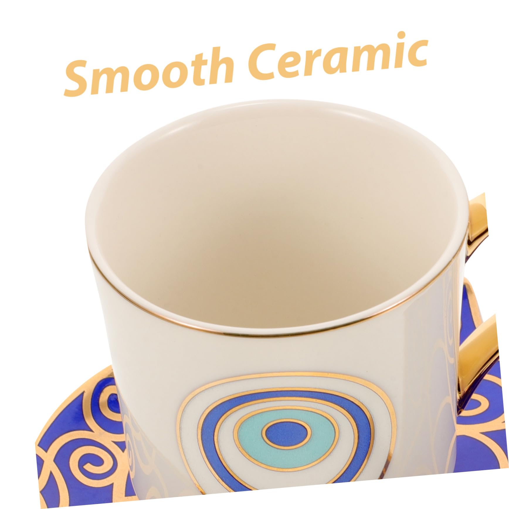 Veemoon 2 Juegos Taza de Café Azul Turca con Plato Set Apilable para Espresso Leche y Té Resistente y Ligero para Servir y Almacenar Bebidas Calientes