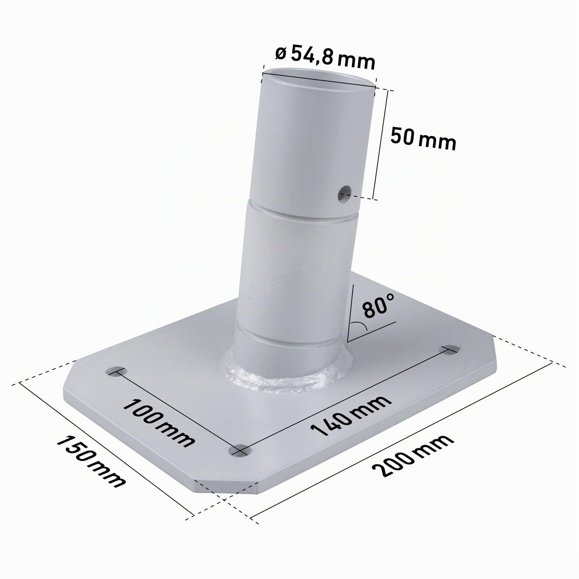 Windhager Support de terrasse de qualité supérieure, Fixation pour Voile d'ombrage, Support pour Voile, mât d'ombrage, résistant aux intempéries 10708, Acier galvanisé.