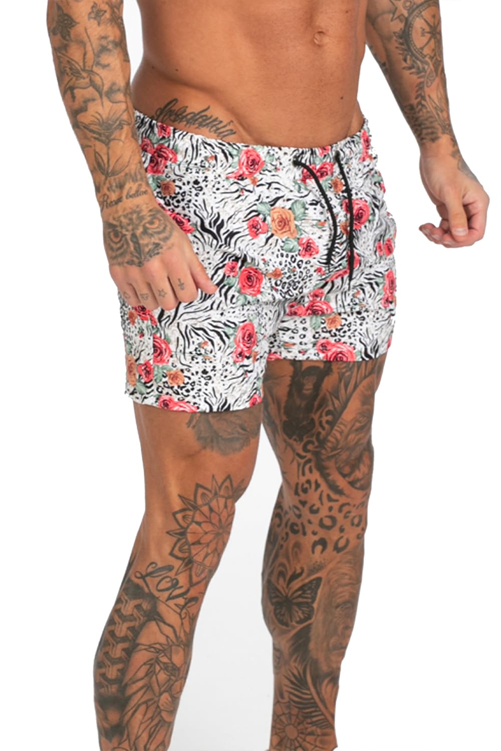 GINGTTOMen's Beach Shorts Bathing Suits with Mesh Lining