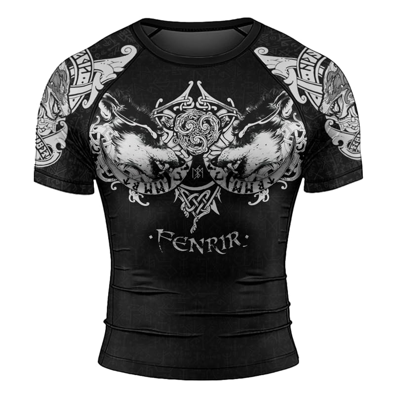 Viking Men’s Short Sleeve Compression Rash Guard BJJ MMA Grappling Base Layer Combat Shirts2