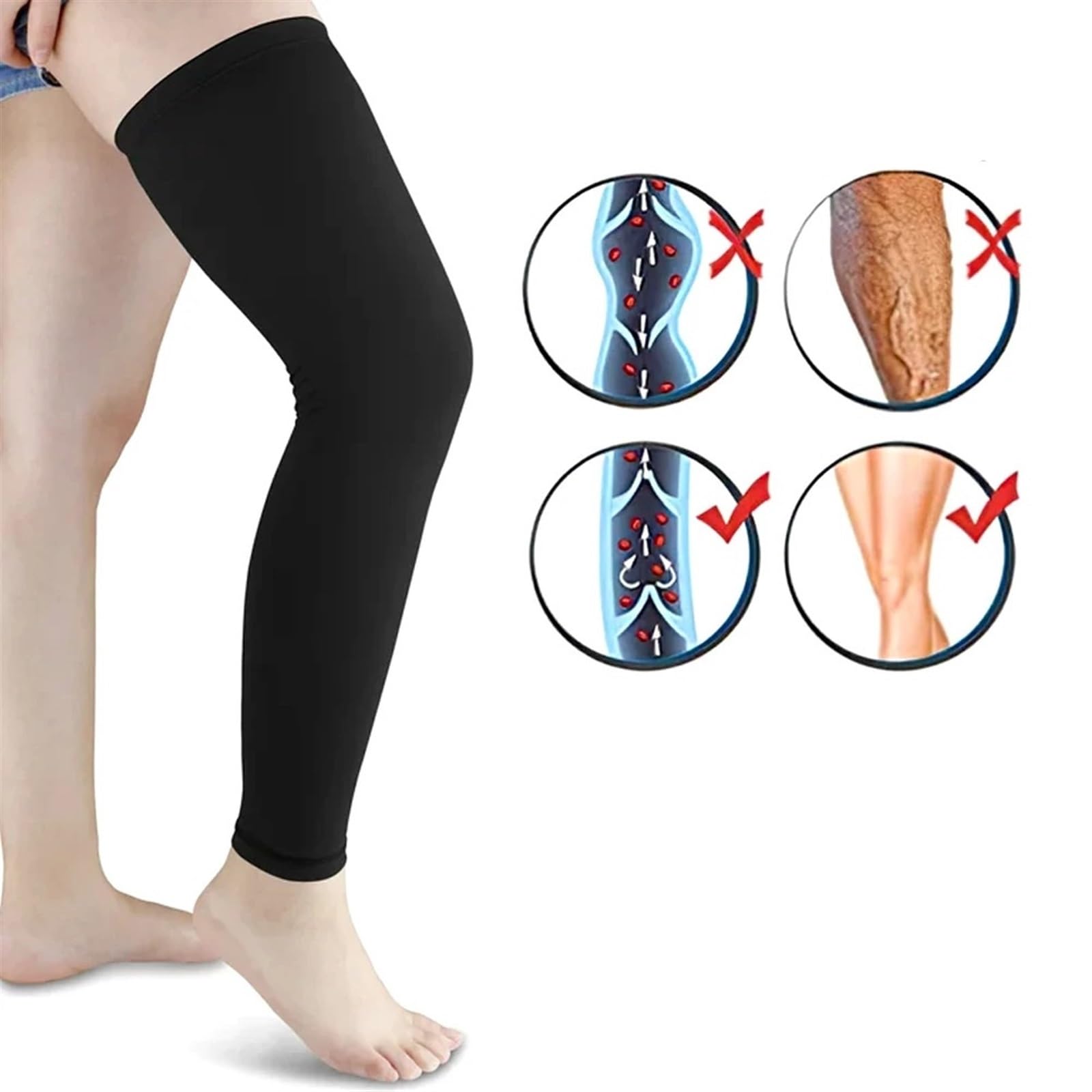 Fascia Elastica Compressione Gamba: Manica Lunga Sport Per Uomo E Donna, Per Ciclismo E Basket - 2
