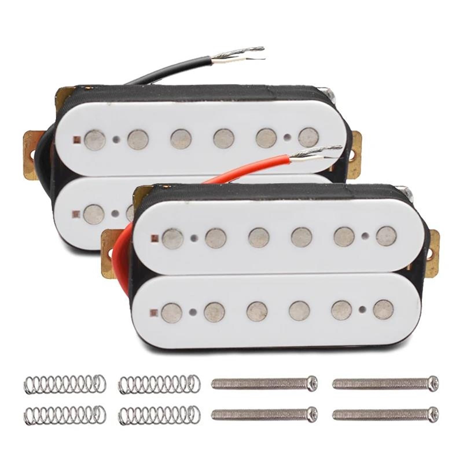 Przetwornik Do Gitary Elektrycznej 6 Strunowy Elektryczny Przetwornik Gitarowy Typu Humbucker | Double Coil Humbucker Pickup do gitary elektrycznej mostek lub przetwornik na szyję biały/czarny (biały mostek szyjny)