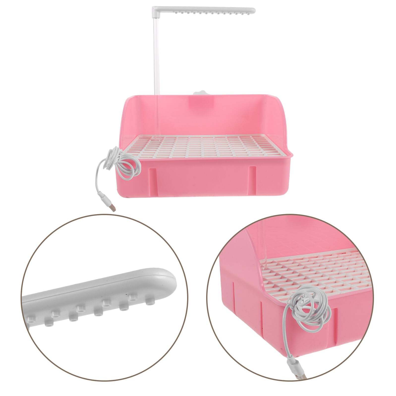 Abaodam Vasca da Bagno Sospesa per Pappagalli Circolazione Acqua Silenziosa, Accessorio per Gabbia Uccelli Piccoli, Contenitore Bagno per Animali Domestici Rosa, Facile da Installare