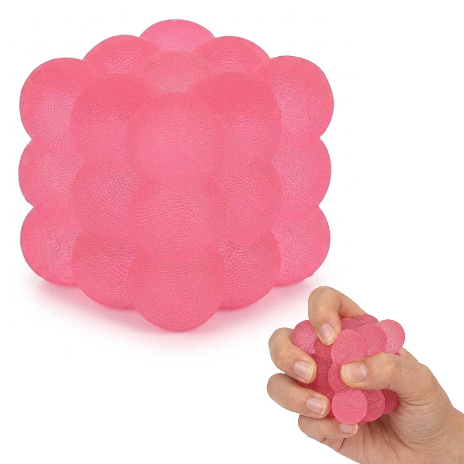 6 Cm Pink Cube, Sensory Fidget for Focus and Anxiety Relief, Pink Round Shape for Classroom and Office Use