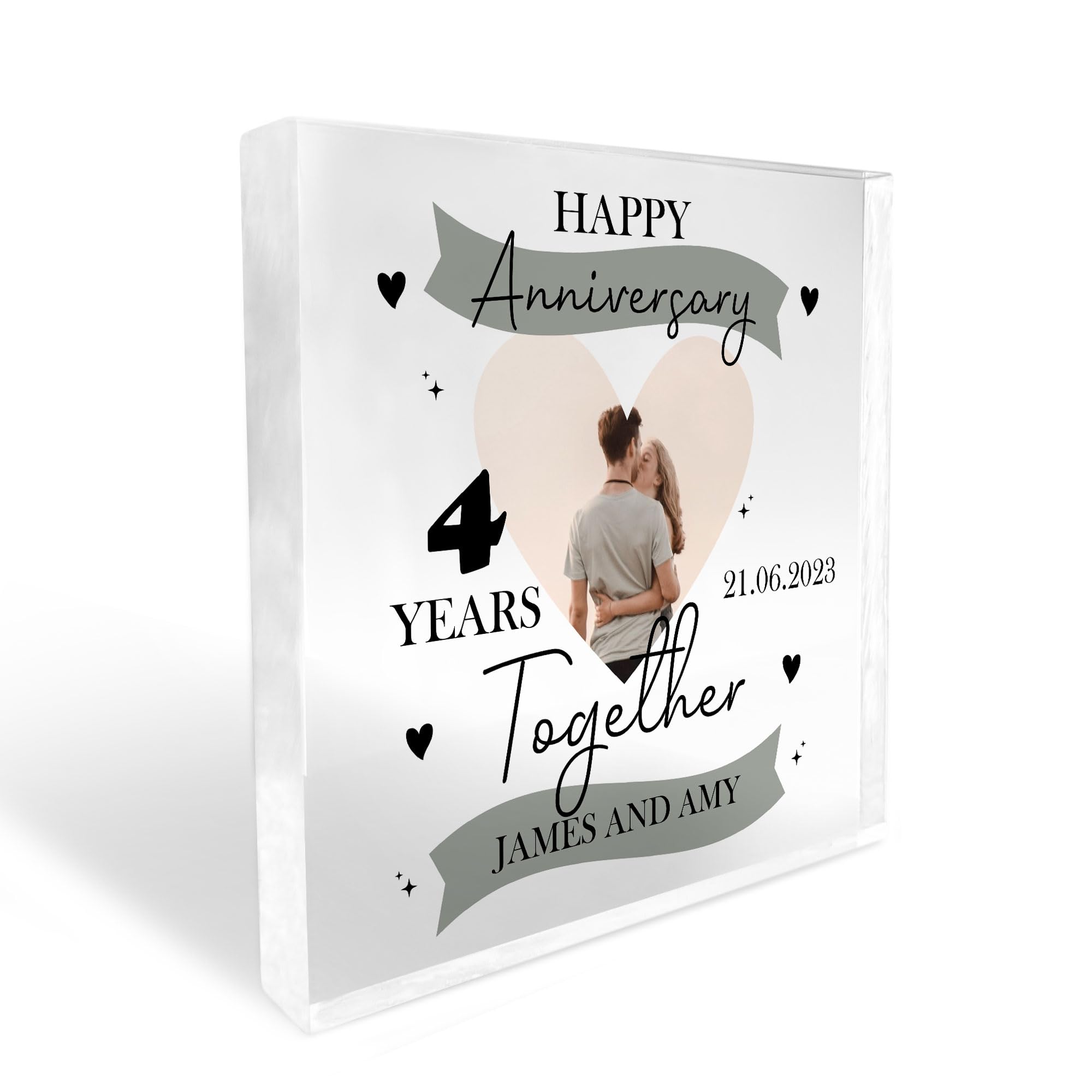 Red Ocean 4th Anniversary Personalised Photo Block Husband Wife Gift For Him Her Boyfriend Girlfriend Anniversary Keepsake