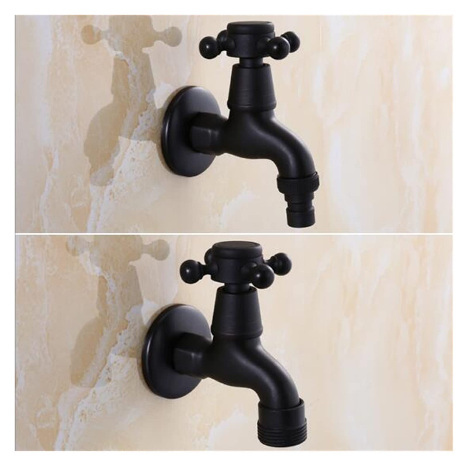 Totale ottone nero olio spazzolato doppio utilizzando la lavatrice rubinetto angolo da giardino Facile da installare(Light Grey)