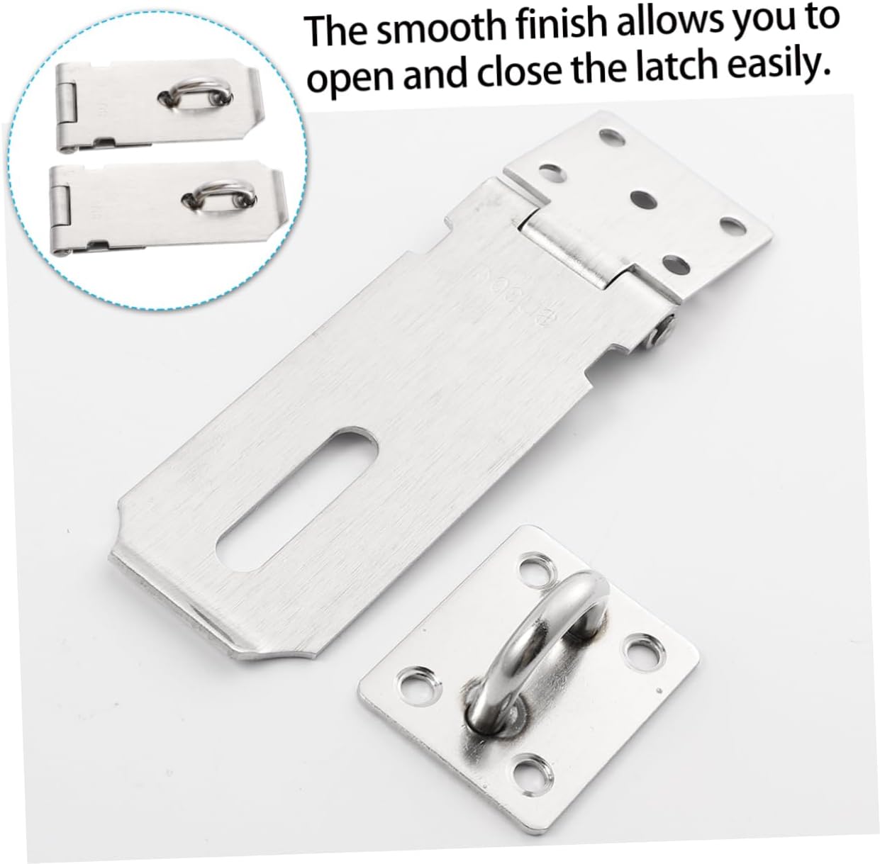 3Pcs Stainless Steel Door Hasp Lock Latch with Screws, Silver | Thickened Set, Smooth Finish and Adjustable Installation Position, Strong Hardware for Door Use