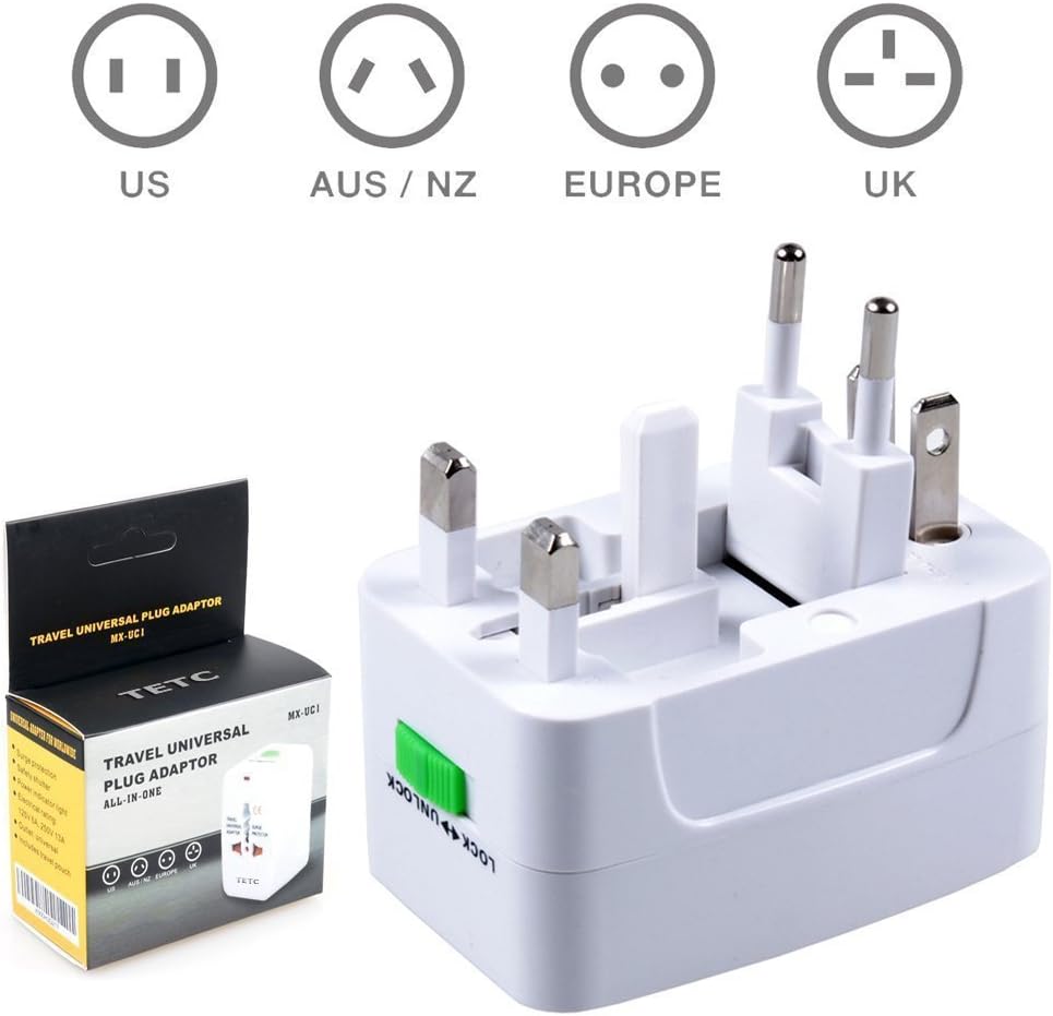 Ceptics Grounded Universal Plug Adapter for US (Type B) - 3 Pack