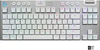 Teclado Mecânico Gamer Sem Fio Logitech G915 TKL com RGB LIGHTSYNC, USB ou Bluetooth, Controles de Mídia, Design Ultrafino, Exclusivo Switch de Perfil Baixo GL Tactile e Bateria Recarregável - Branco