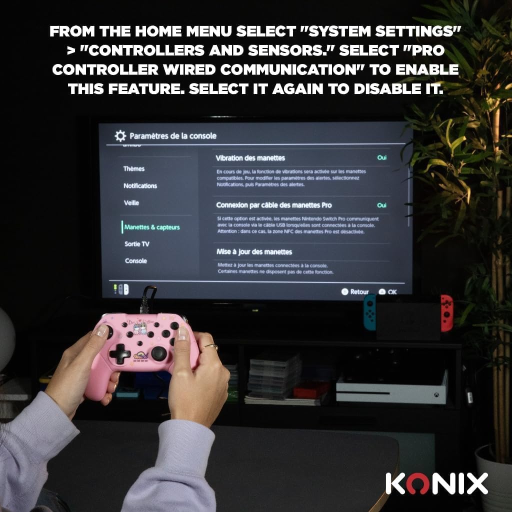 Konix Unik Controller cavo Nintendo Switch Switch 2 PC 3m Rosa