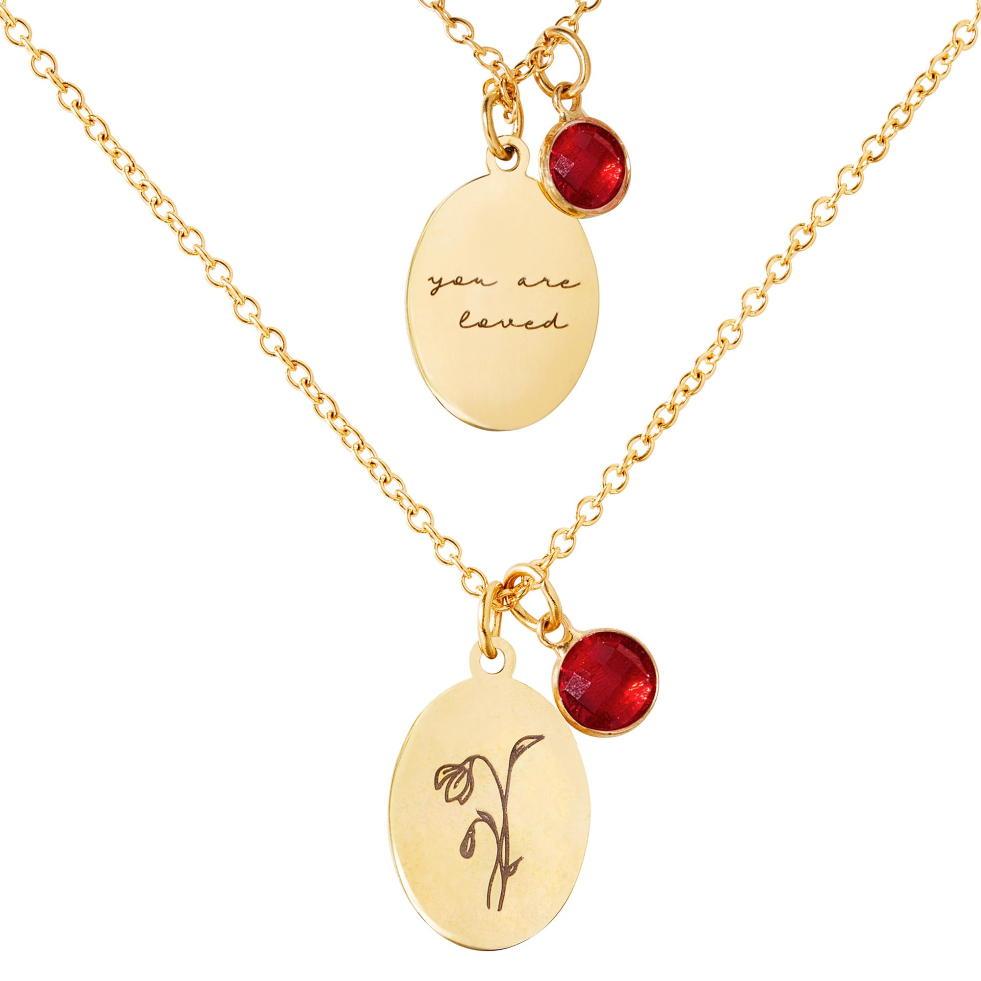 Healgem Birth Flower December Birthstone Charm for Mom Birthday Gifts Gold Chain Dainty Gold Necklace for Women Womens Jewelry Personalized for Women