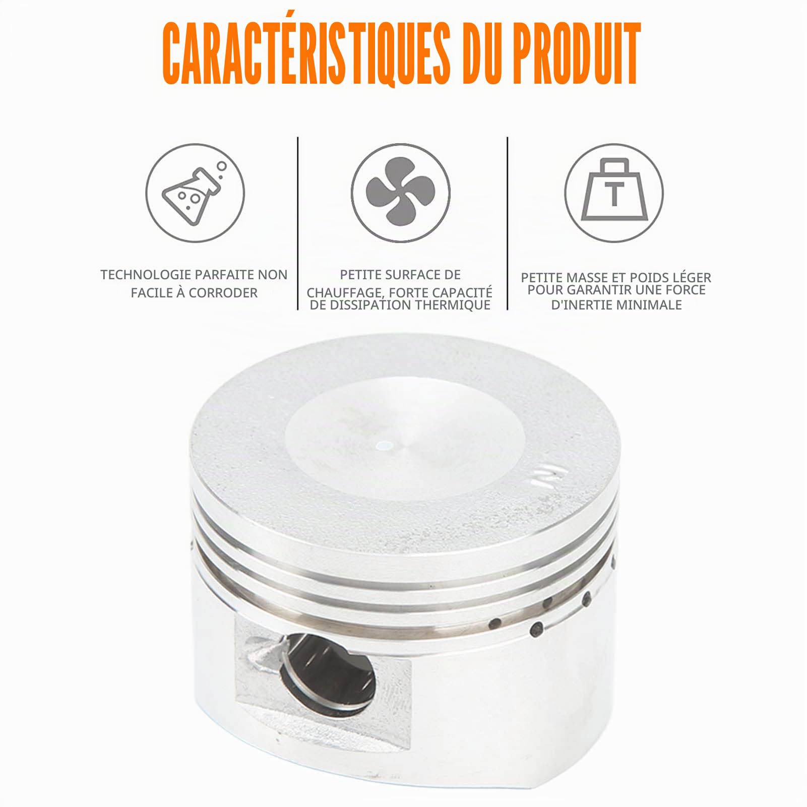 Kit de Piston de Moteur, Jeu de Joints de Segments de Piston de 52,4 Mm Haute Résistance pour Moteur 110 Cc 125 Cc ATV Dirt Pit Bike Go Kart Ensemble de Joints de Segments de Piston
