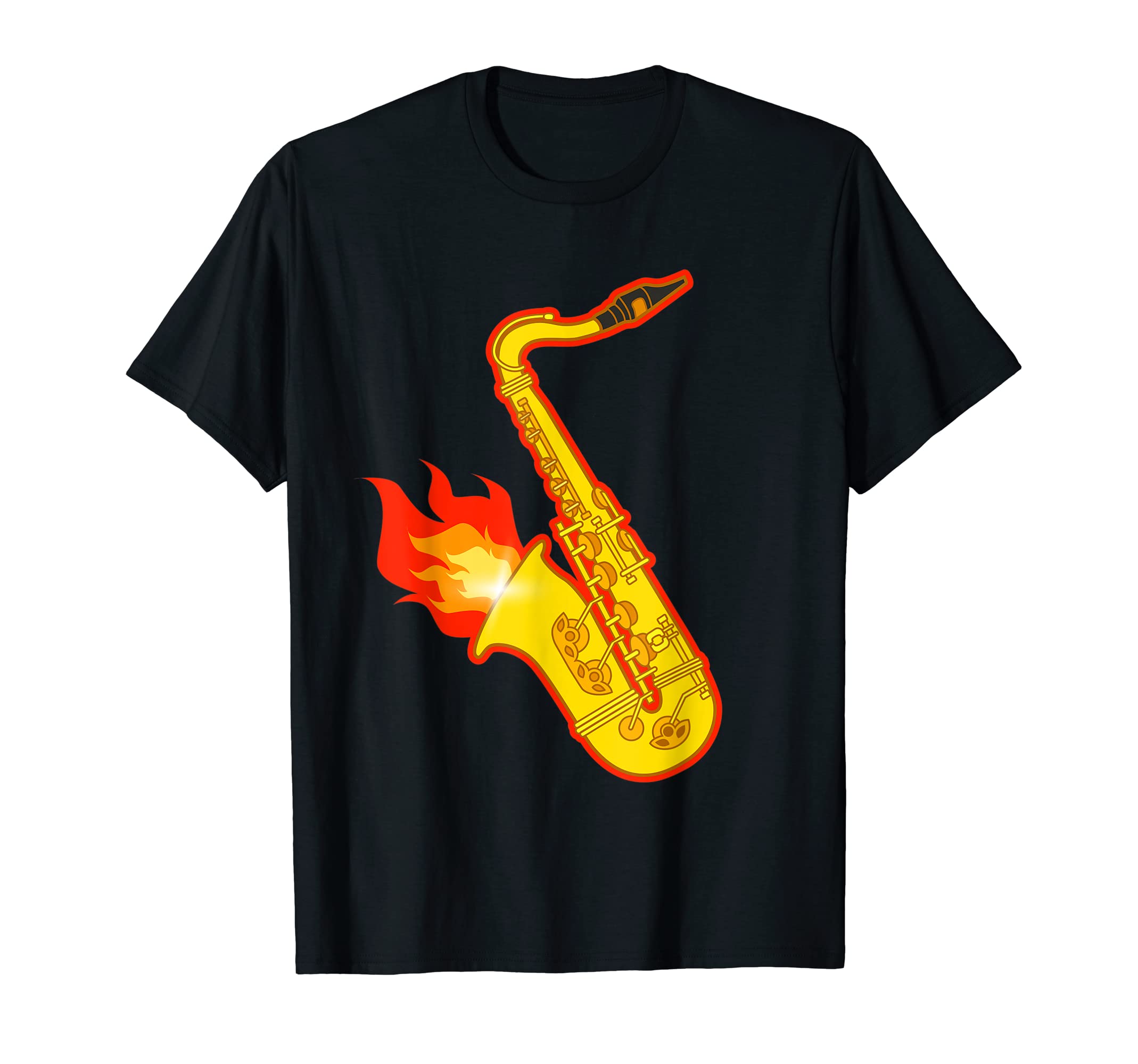 Saxophone On Fire Funny Marching Band Saxophonist Sax Player T-Shirt