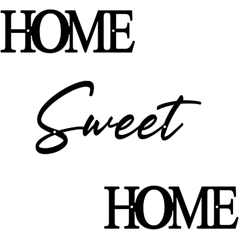 AHYS Home Sweet Home Sign Black Metal Sign Wall Decor for Farmhouse Living & Dining Room Decor – Large