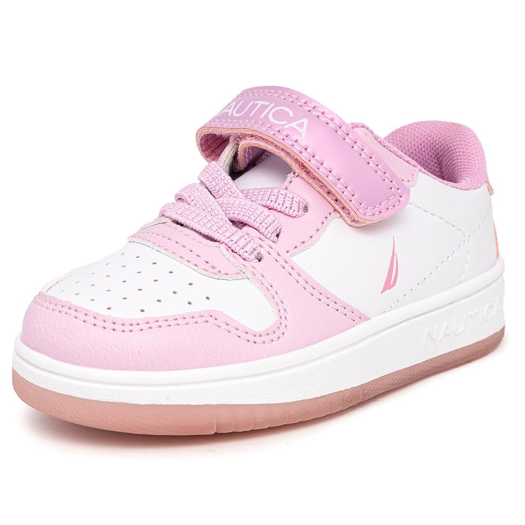 Nautica Kids Girls Sneakers with Adjustable Strap and Bungee Straps | Comfortable Casual Shoes (Toddler/Little Kid)