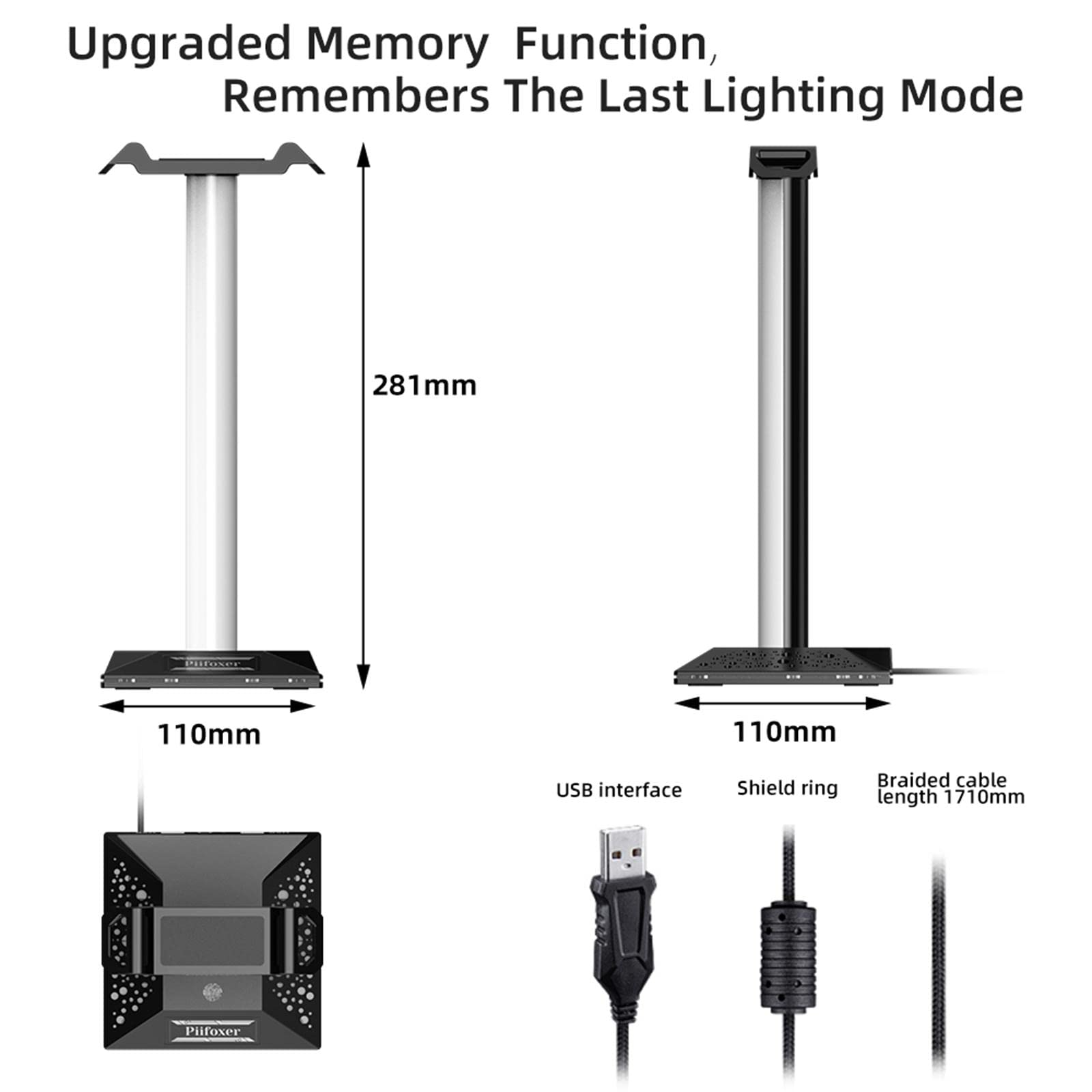 2 x supporto universale per cuffie RGB 3,5 mm, resistente per scrivania, PC, laptop