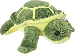 عروسة محشوة على شكل سلحفاة للأطفال، لون أخضر وأصفر - em10012