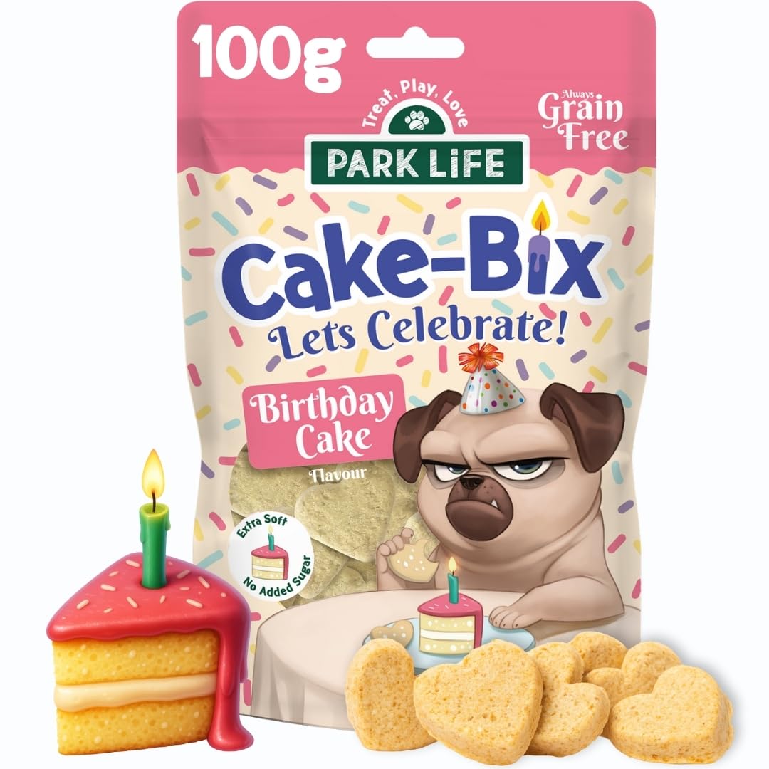 PARK LiFE - Cake BixBirthday Cake Flavour Dog Biscuits, Dog Treat, Puppy Friendly, Nutritious Snack 100g Pouch