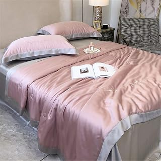 600TC Ropa de Cama de Lujo Doble Manta de Verano Ropa de Cama Juego de edredón de Seda sólida, sábanas Funda de Almohada Color 4 Single Quilt 1pc
