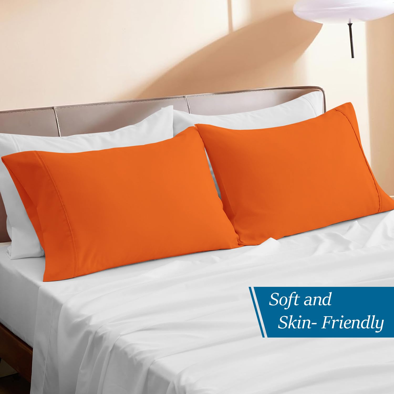 Toddler (13x18) Pillow Cases - Pack of 2 - Envelope Closure - Soft 600-TC Long-Staple Cotton Fabric - Pillow Covers Travel Pillow Cases 13x18 Inches (Solid, Orange)