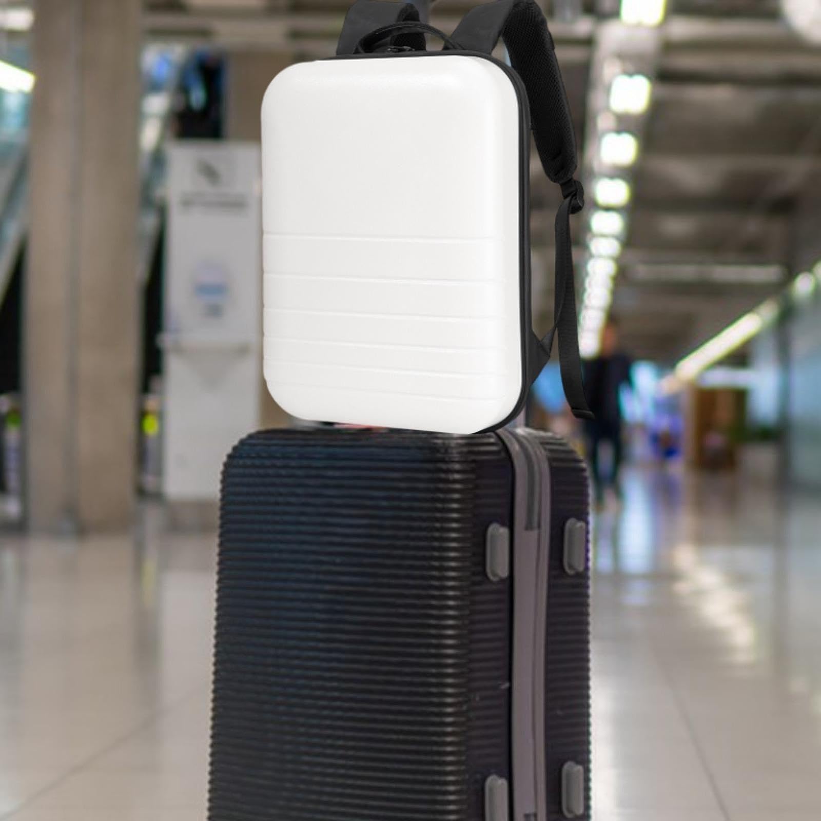 Milageto Mochila para Portátil Mochila Laptop Mochila Ordenador Bolsa de Viaje Mochila Escolar Carcasa Rígida de PC Y PU Impermeable con Correa para Equipaje a, Blanco