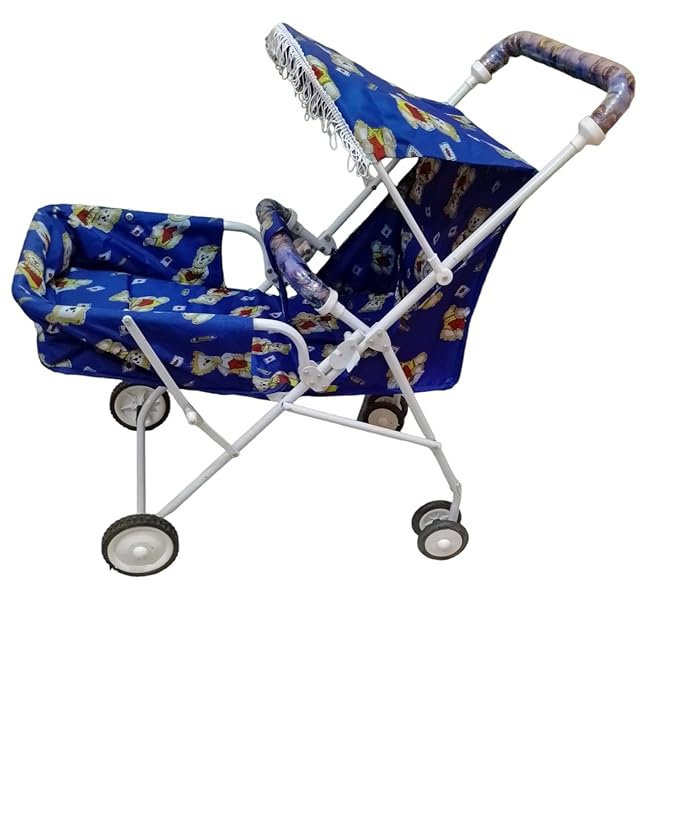 Baby Stroller, Pram for Baby with 3 Point Safety Harness, Spacious Cushioned seat with Multi Level seat Recline, Easy Fold, Lightweight Baby Stroller for 0 to 3 Years (Blue)