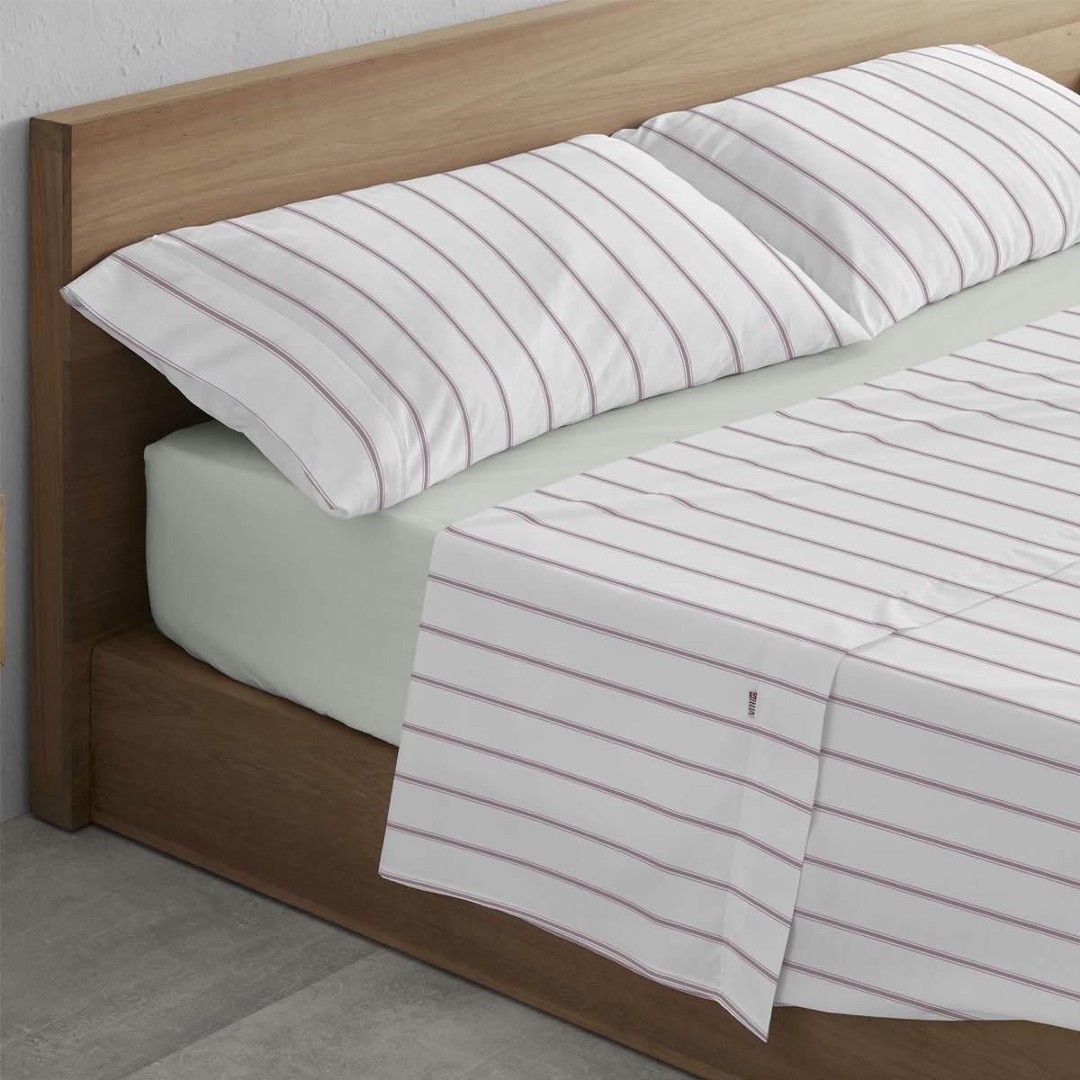 Parure de lit coton Rita terre cuite : drap plat et drap housse respirant