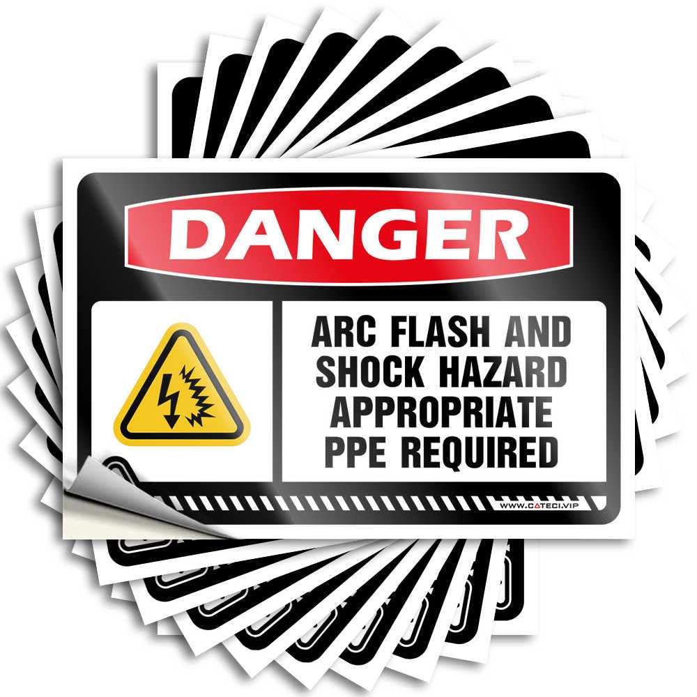 Boys Room Decor Drinking Decals - Danger Arc Flash and Shock Hazard Appropriate PPE Required Tumbler Waterproof Vinyl Sticker(6X9CM)