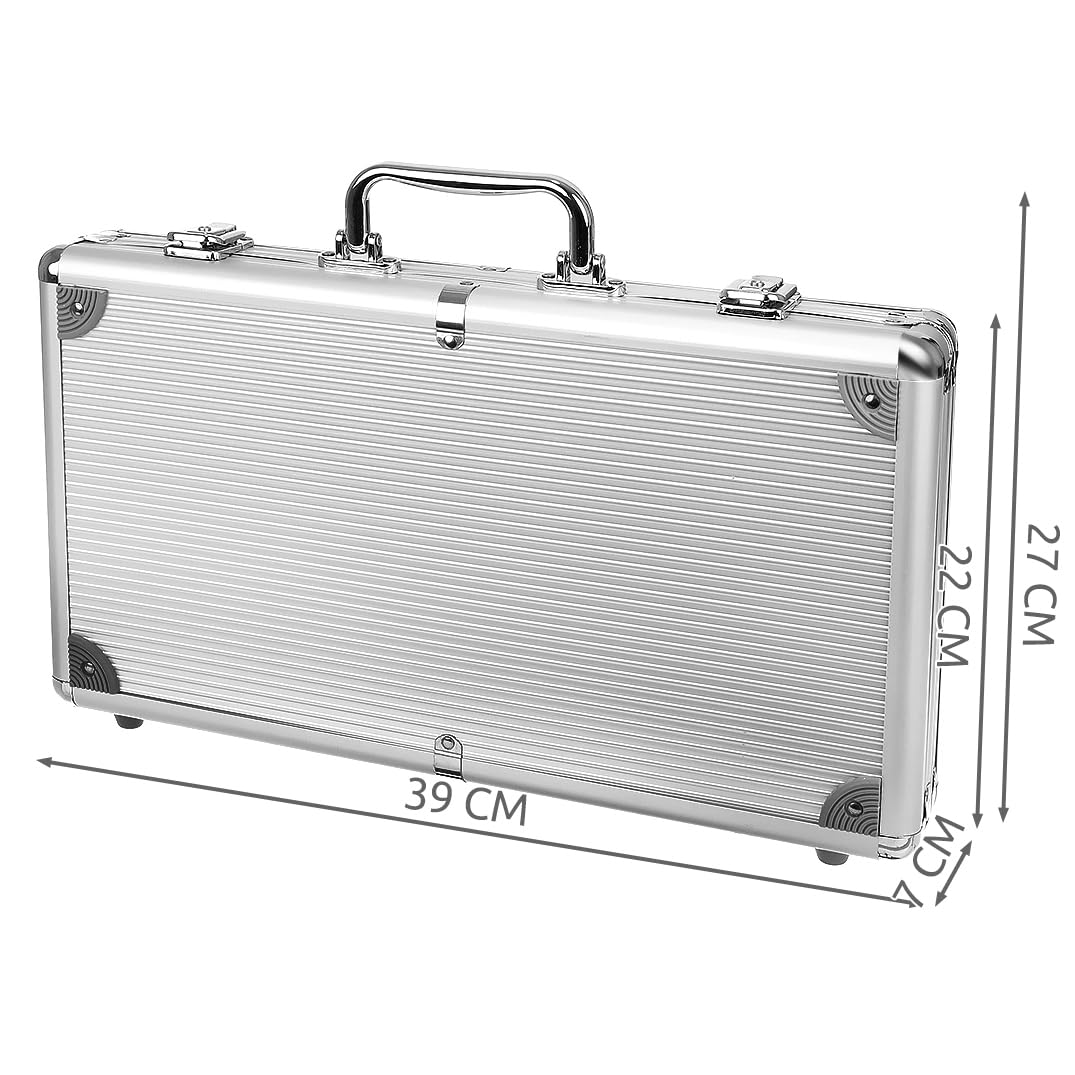 Texas Holdem 23528 Kit de poker avec mallette de poker en aluminium verrouillable 2 jeux de cartes, 300 jetons de poker, 5 dés