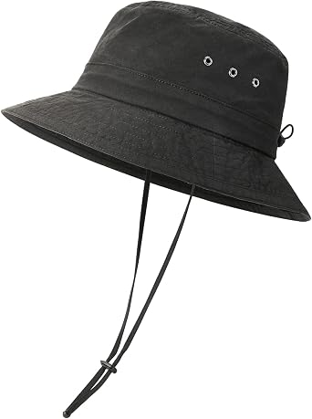 VOBOOM Men Cotton Washed Bucket Hat Packable Boonie Sun Protection Visor Cap