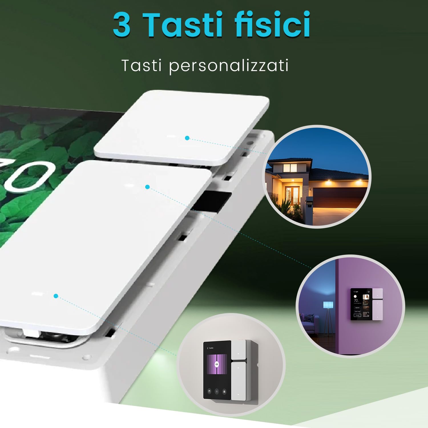 TONGOU Smart Home Pannello Controllo,3,5 pollici, Connessione WLAN, BLE Mesh Hub,IR, App Smart Life/Tuya,compatibile Alexa,tre tasti fisici,tre canali di relé