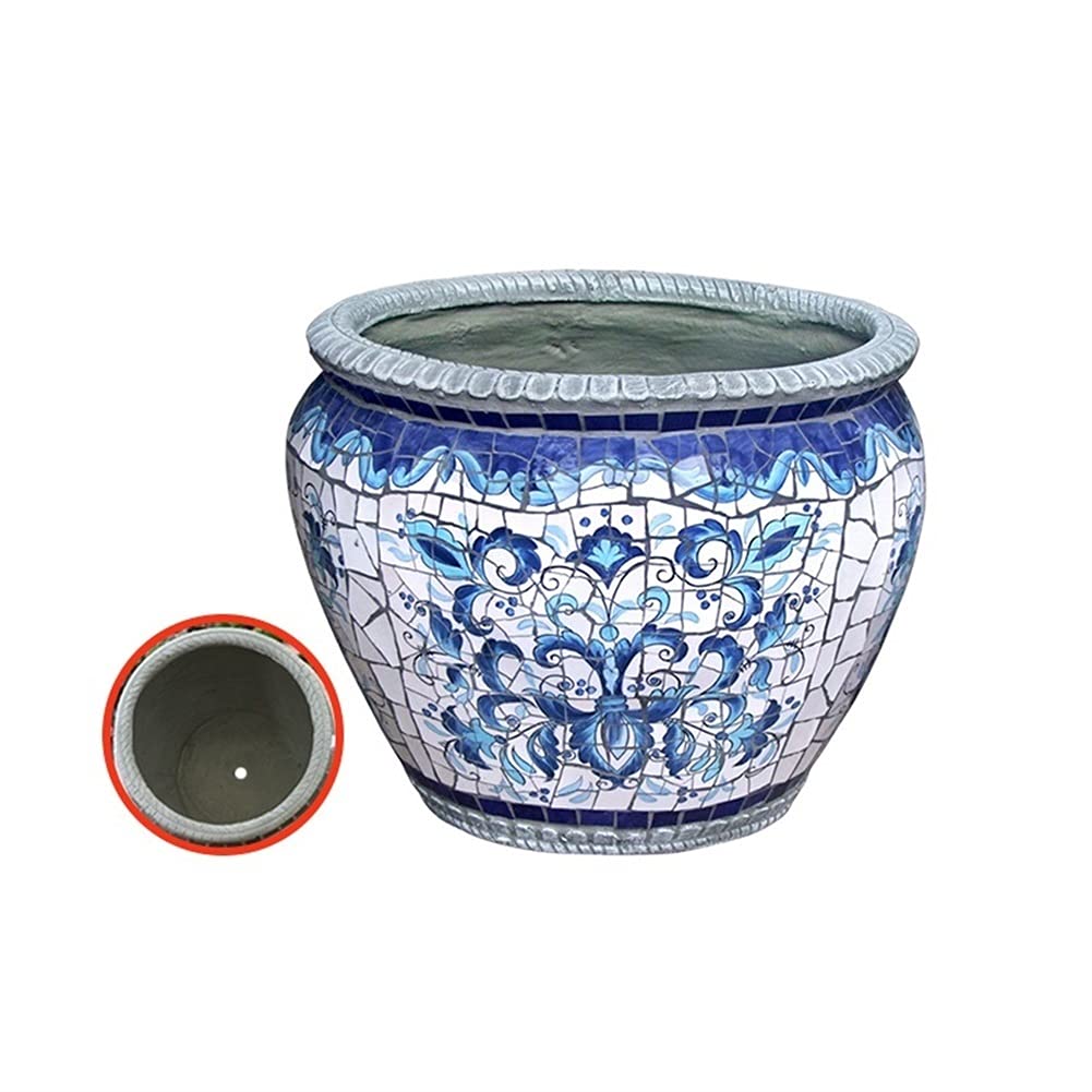 SnamicE Large Flower Pots Characteristic Mexico Ceramics Outdoor Plant Pot Creative Color Process Pattern Ceramic Bonsai Pot Villa for Villa Corridor Aisle Colorful Planter,35 * 32cm