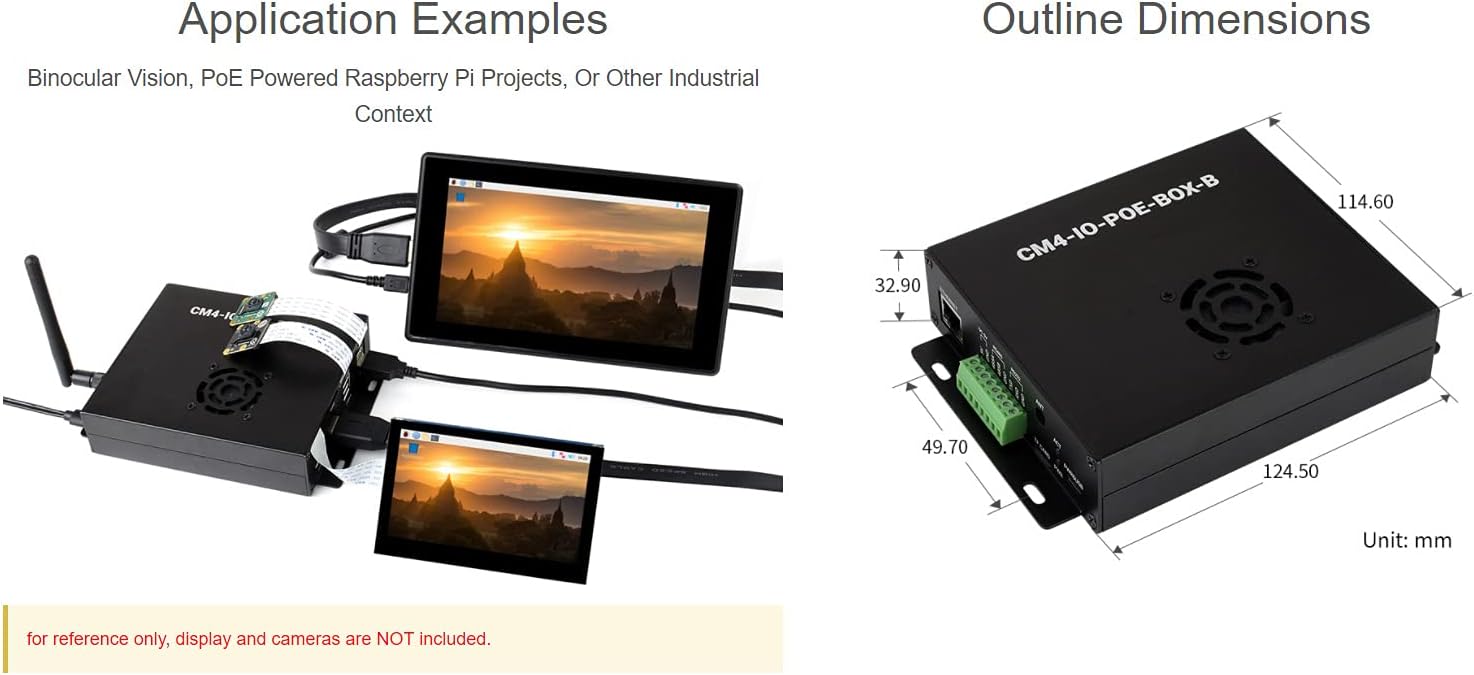 Waveshare PoE Mini-Computer (Type B) Based On Raspberry Pi Compute Module 4 (NOT Included) Metal Case with Cooling Fan Waveshare CM4 PoE IO Board (B) Inside