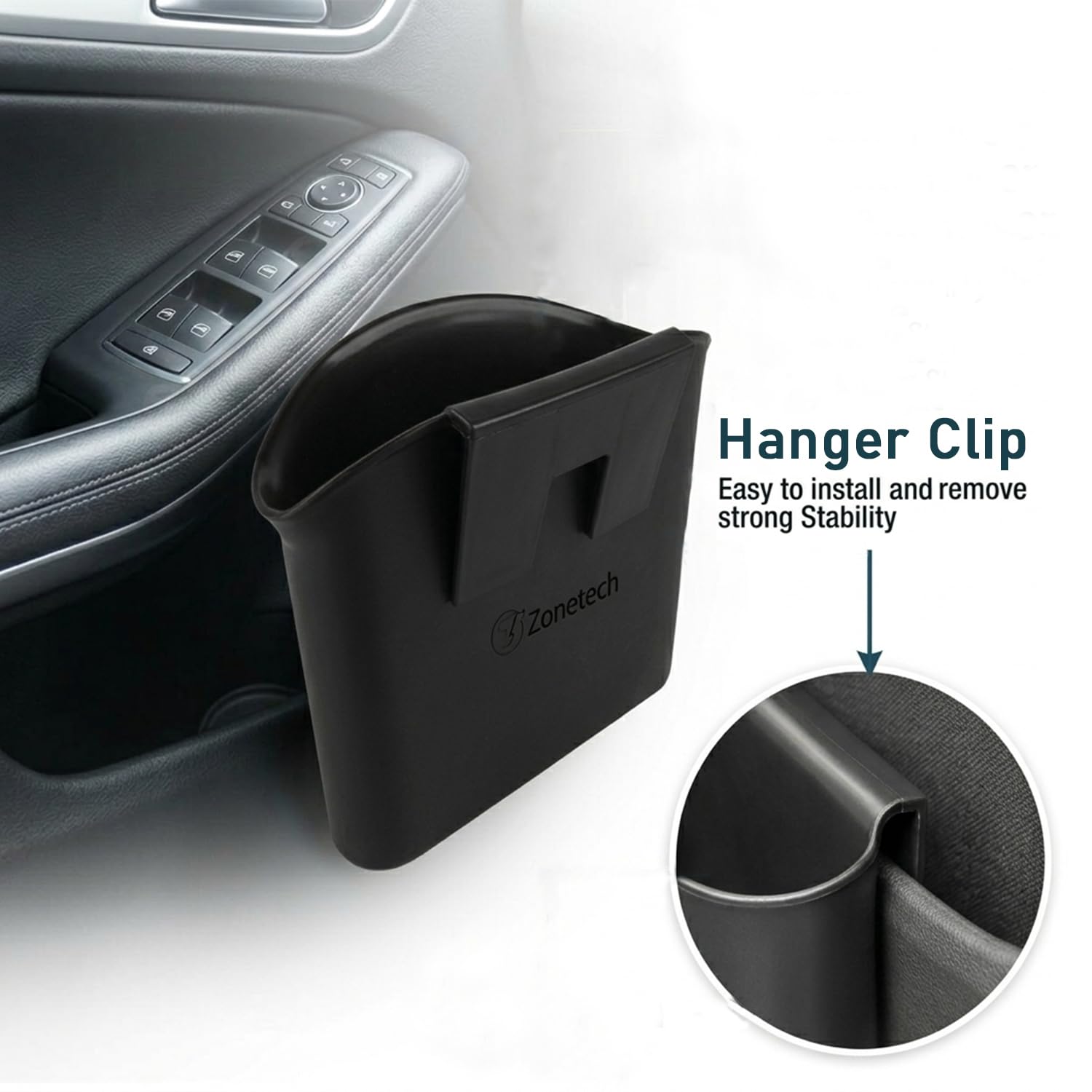Zone Tech Lot de 2 mini poubelles de voiture portables à suspendre – Noir classique – Poubelle de voyage universelle de qualité supérieure pour voiture, bureau, maison