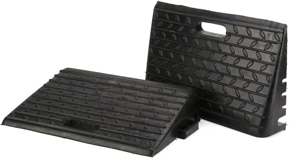 Rubber Ramps Heavy Duty, 2 Pcs Rubber Kerb Ramps for Caravan Car Mobility Also as the Disabled Wheelchair Accessory, Black