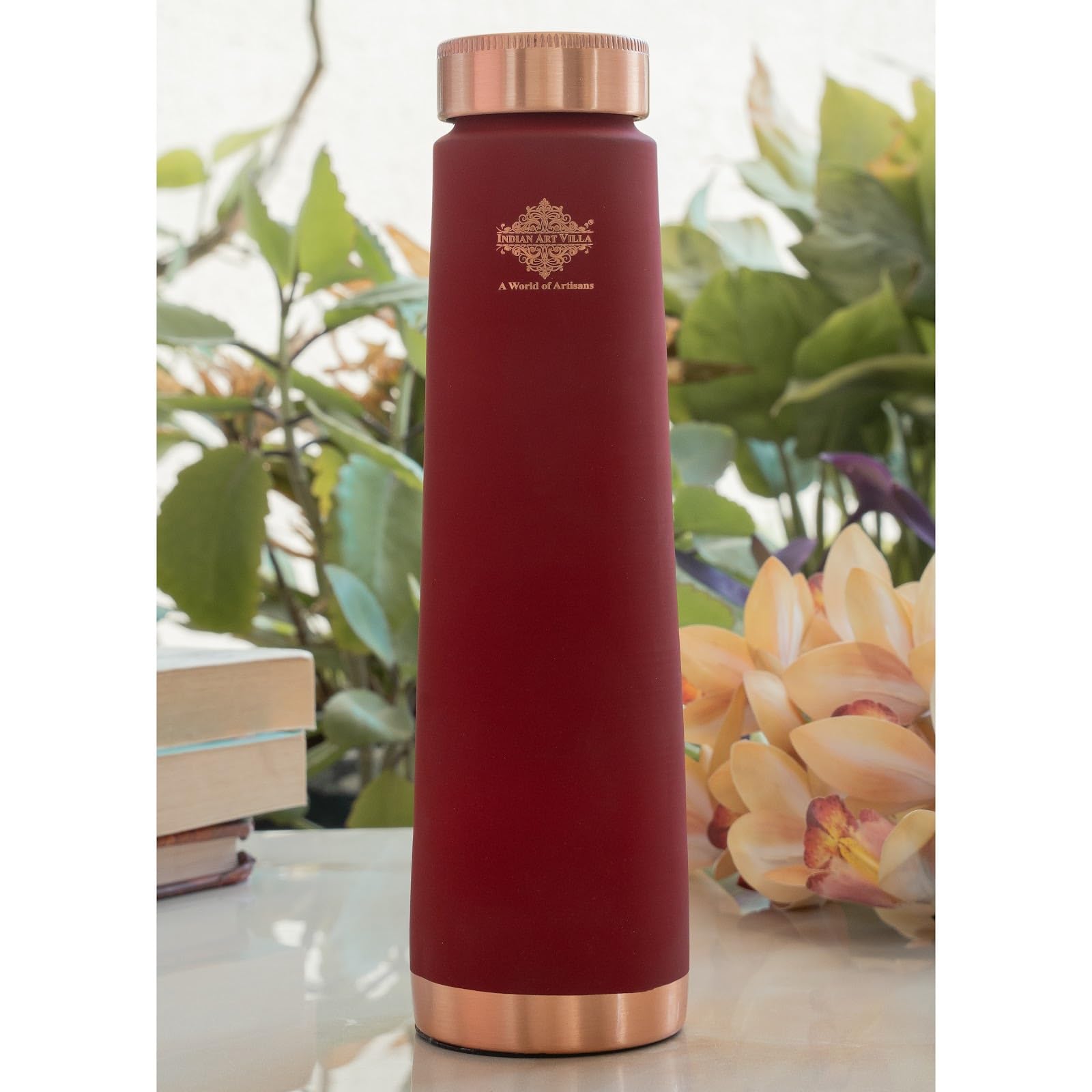 Copper Water Bottle - Ayurvedic Health & Silk Print -4