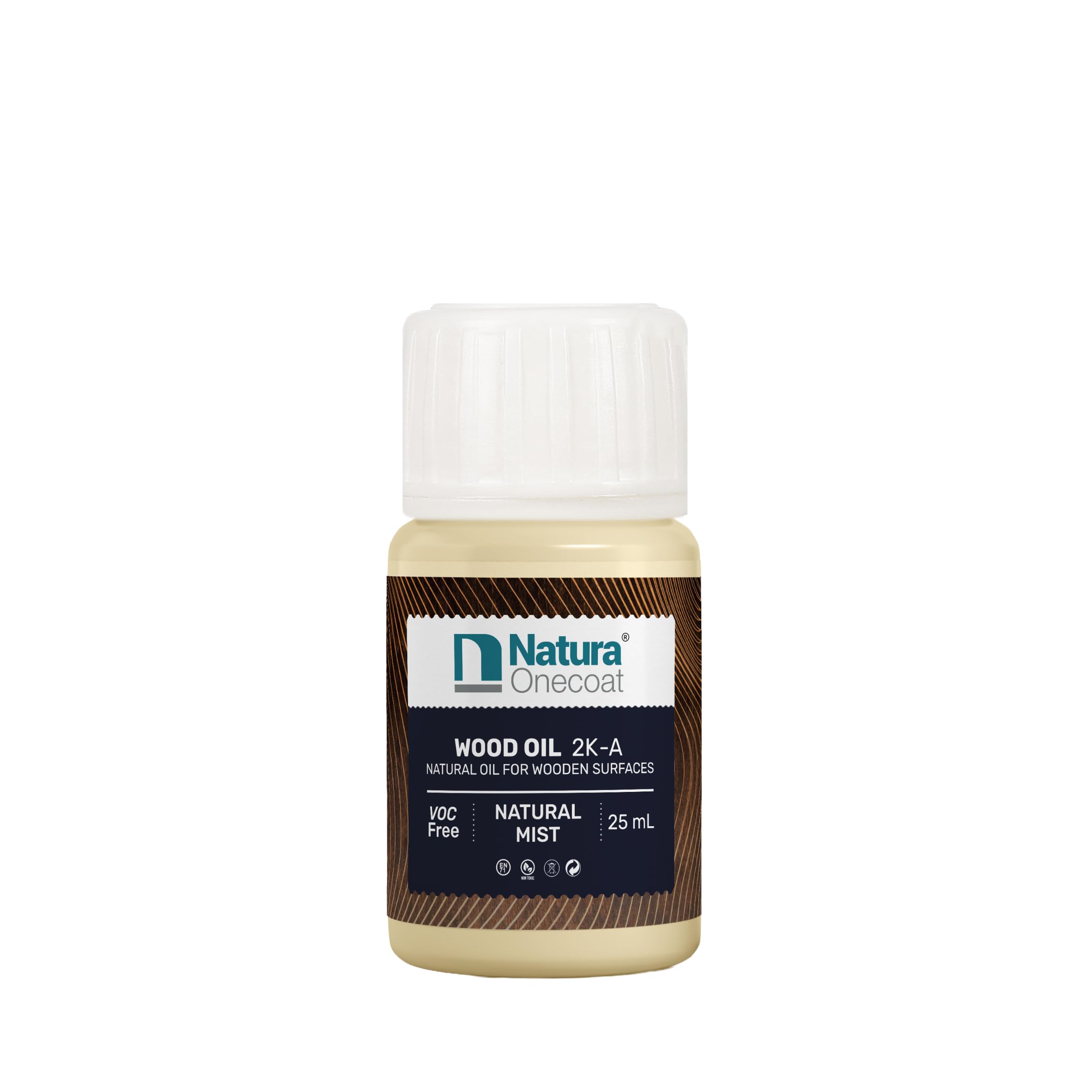 Natura Onecoat Wood Stain Oil - Sample - 25 ml, Natural Mist - Natural Wood Finish for Interior Furniture & Floor - Linseed Wood Oil - Environmentally Friendly-Hard Wax Oil for Color Sampling-VOC-Free