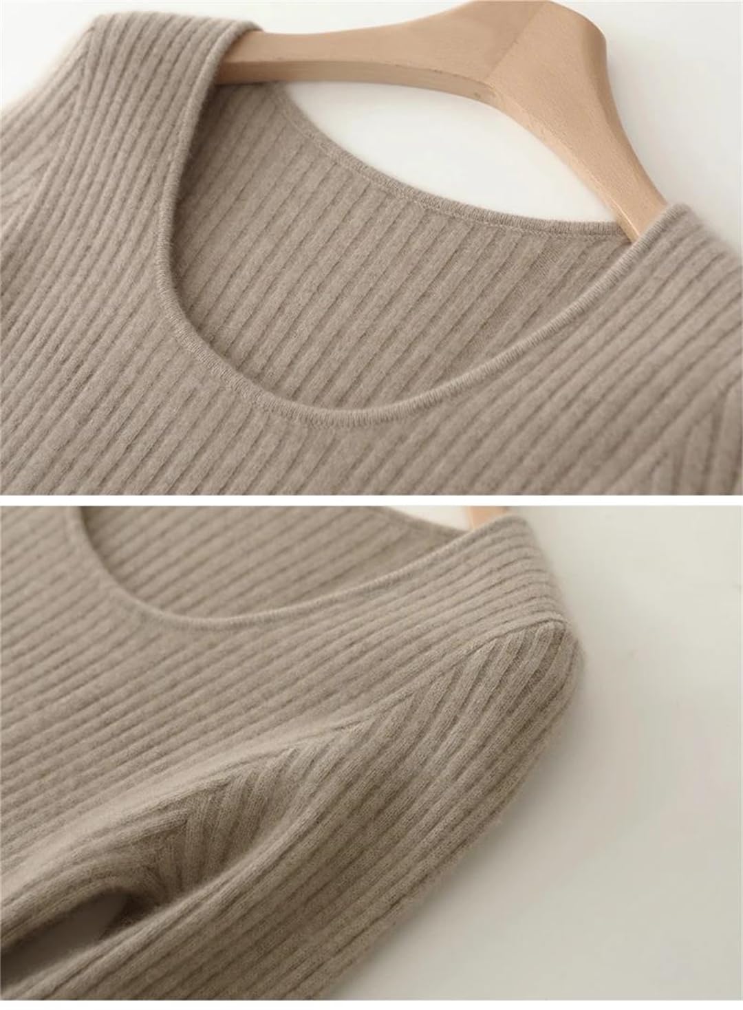 SAeWare Abito da donna in maglia di lana tinta unita con scollo a U gonna a coda di pesce abiti casual a righe autunno inverno, Pnnrk-XL