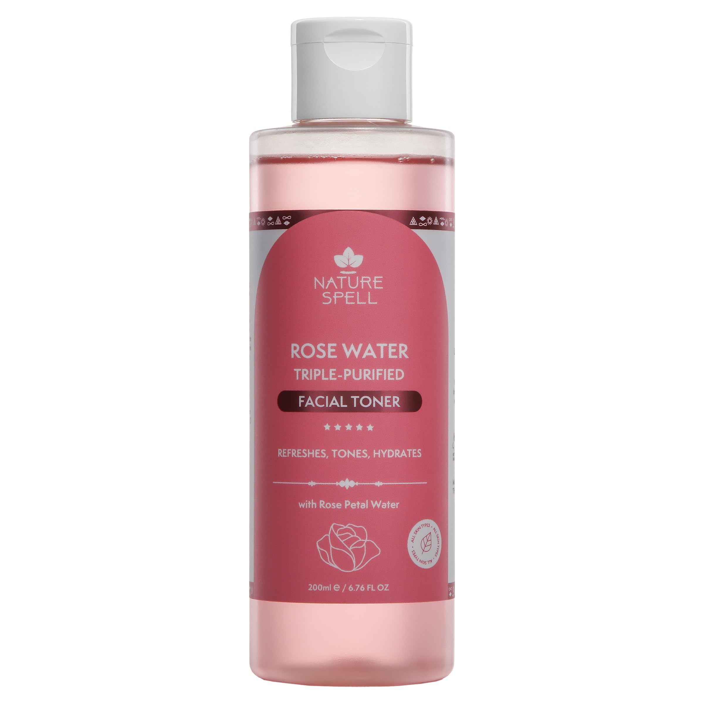 Nature Spell Women's Pink Rose Water Facial Toner 200Ml In